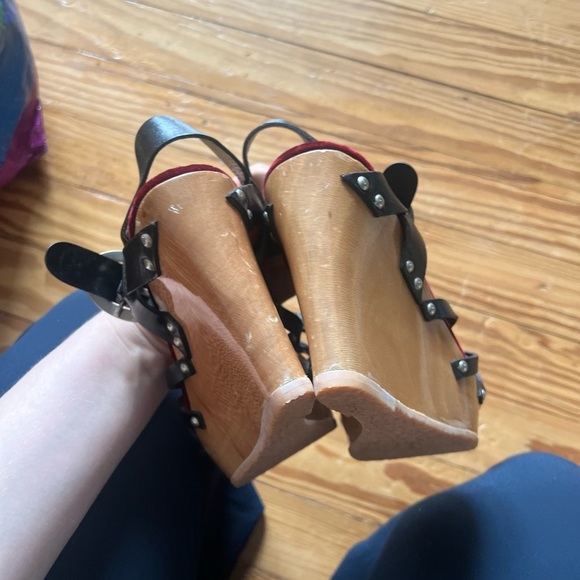 Y2K Dolce & Gabbana Black Leather Platform Wedge Ankle Strap Sandals Size 36.5 - Picture 2 of 14